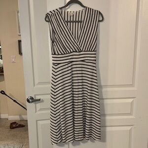 Max Studio Black and White Striped Midi Dress